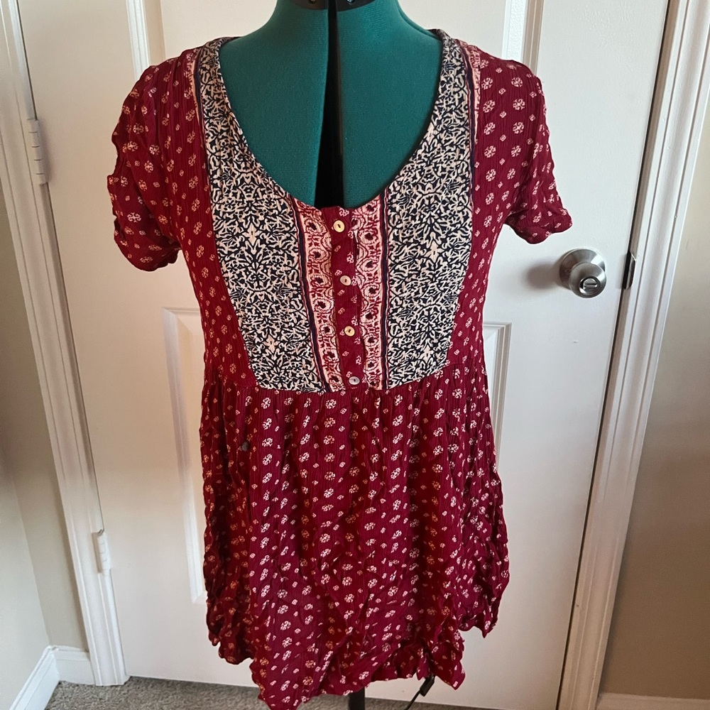 Forever 21 Deep Red Floral Dress